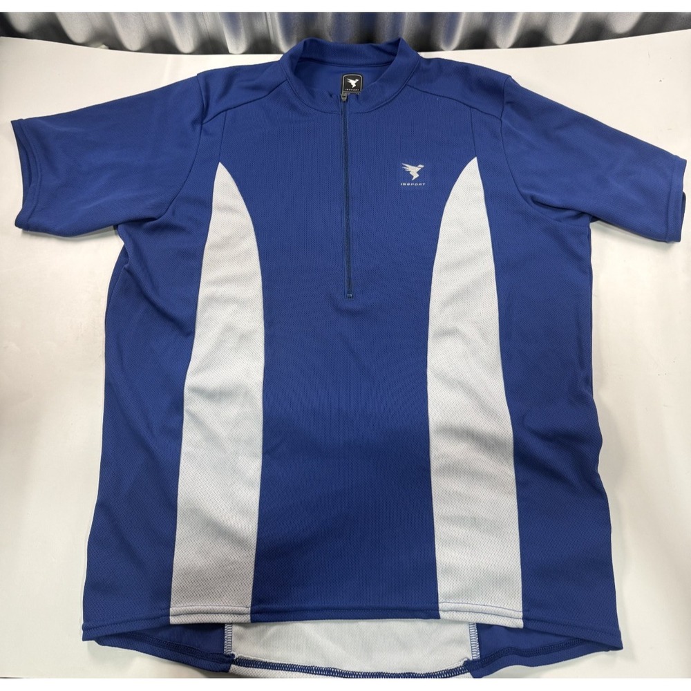 Insport Men Blue Size L Short Sleeve Cycling Bike Jersey Shirt